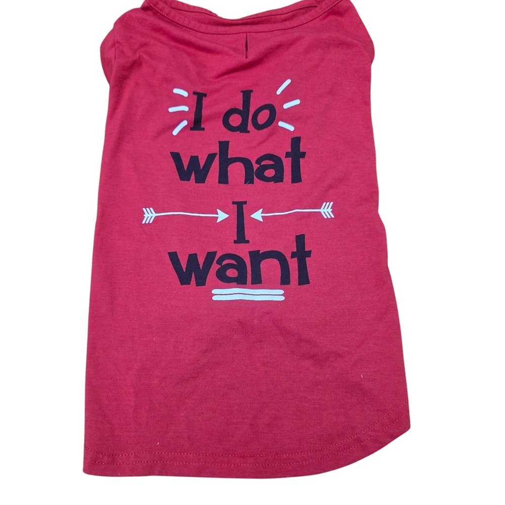 I Do What I Want Pet Dog Shirt Red Graphic  Top‎ Size L Fits Small to Medium Dog